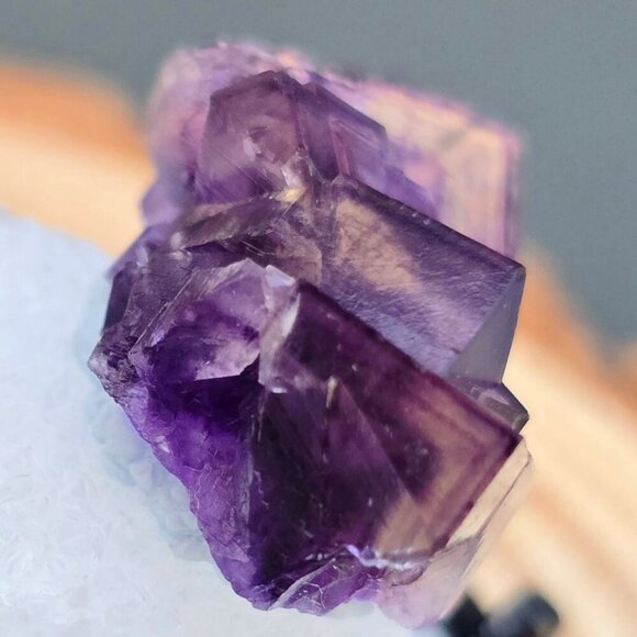 Purple Fluorite ✦ Raw Cube Crystal ✦ 16g Thumbnail Mineral Collector’s Piece - Picture 4 of 17